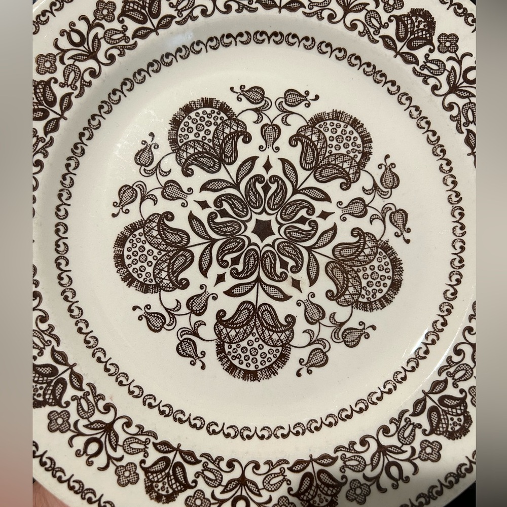 Royal Wellesley Classic Brown and White Floral Dinner Plate.